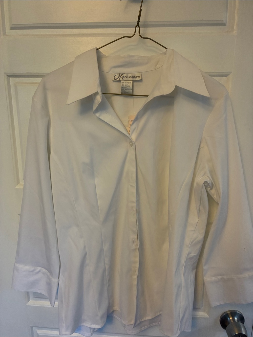 Dressbarn Classic White Button-Front  women’s Dress Shirt